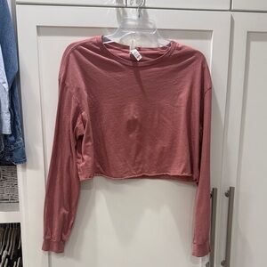 Bella Canvas Cropped Long-Sleeve Top in Dusty Rose